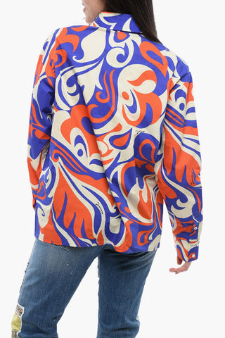 Bluse WOODSTOCK mit abstraktem Muster und Openwork-Detail