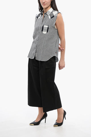 Ärmelloses Hemd aus Leinenmischung mit Gingham-Muster