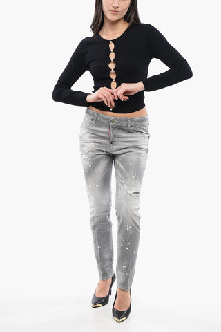 Cut-Out-Top aus Strick mit Perlendetail