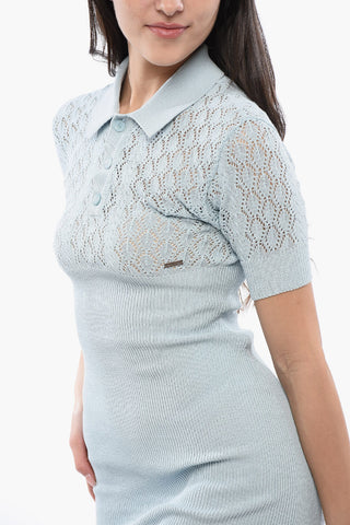 Chemisier 3 Bottoni in Cotone Crochet