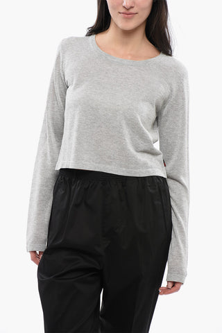 Crew Neck Viscose Blend Crop Sweater