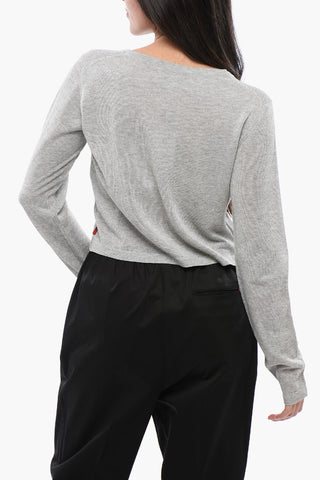 Crew Neck Viscose Blend Crop Sweater