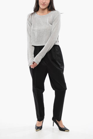 Crew Neck Viscose Blend Crop Sweater