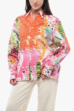 Popeline-Bluse PSYCHEDELIC mit abstraktem Muster