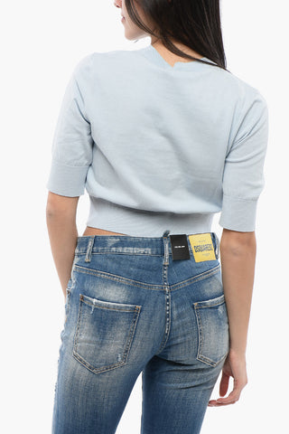 Crop Top in Maglia di Cotone