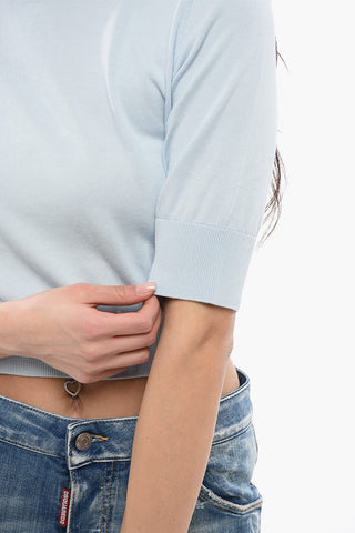 Crop Top in Maglia di Cotone