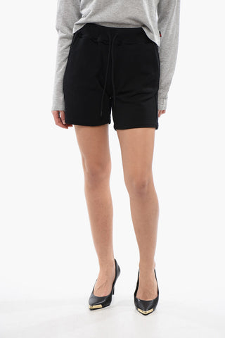 Shorts in Cotone Garzato con Logo Ricamato