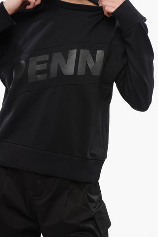 PENN-RICH Felpa Girocollo in Misto Cotone con Logo Stampato