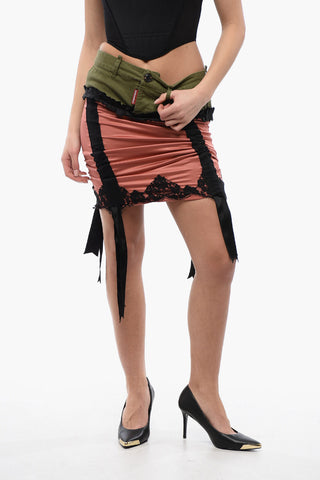 Ruffle Detailed SALOON Miniskirt with Lace Hems