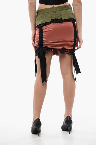 Ruffle Detailed SALOON Miniskirt with Lace Hems
