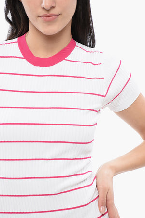 Tee Dress in Misto Viscosa a Costine Motivo Awning