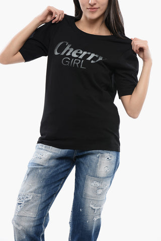 면 라운드넥 티셔츠 CHERRY GIRL