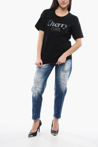 Cotton Crewneck T-Shirt CHERRY GIRL