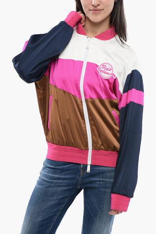 Satin UNDER THE BRIDGE Track Sweatshirt with Color Block Motif