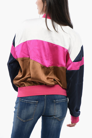Satin UNDER THE BRIDGE Track Sweatshirt with Color Block Motif