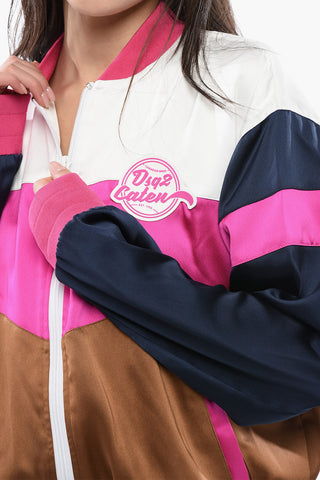 Satin UNDER THE BRIDGE Track Sweatshirt with Color Block Motif