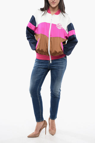 Satin UNDER THE BRIDGE Track Sweatshirt with Color Block Motif
