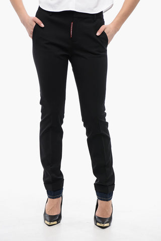 Stretch Wool Brad Fit Pants with Denim Hem