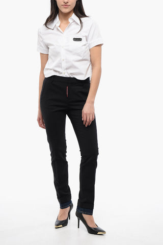Stretch Wool Brad Fit Pants with Denim Hem