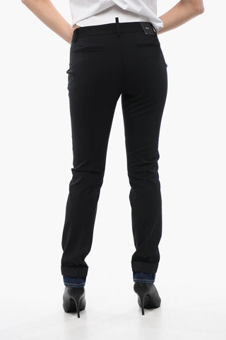 Stretch Wool Brad Fit Pants with Denim Hem