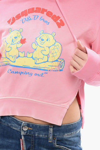 기모 면 크롭 핏 후디 CAMPING OUT