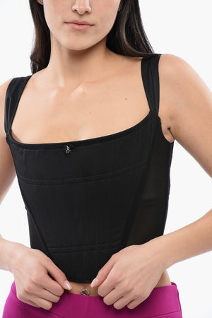 Korsett-Top mit Mesh-Details und Reißverschluss hinten