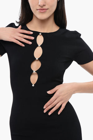 Knit Cut-Out Dress with Pearls