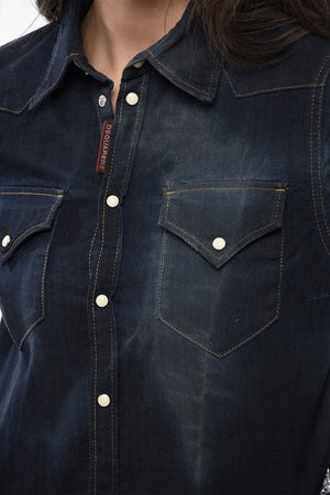 Cropped Denim-Bluse WESTERN Dunkle Waschung