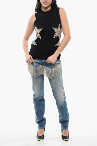 Tank Top STAR mit Mesh-Einsätzen und Kristallen