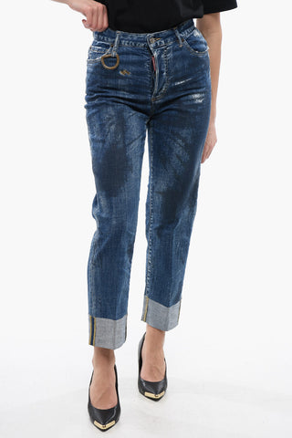 Jeans Borton Fit con Lavaggio Scuro e Risvolto 18cm