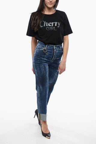 Jeans Borton Fit con Lavaggio Scuro e Risvolto 18cm