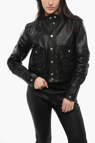 Leather Jacket with Ruffle Details