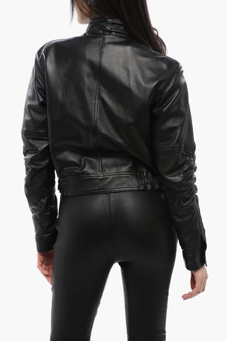 Leather Jacket with Ruffle Details