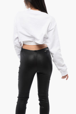 Cropped-Fit Sweatshirt ROCK with Corset Detail