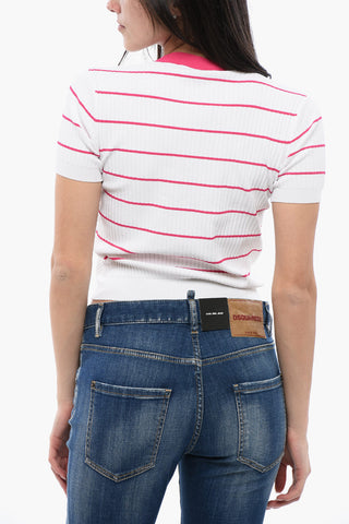 Gestreiftes Strick-Crop-Top Awning