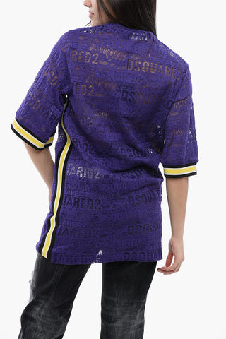 Maxi T-Shirt 24HRS in Pizzo con Logo Ricamato