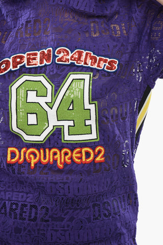 Maxi T-Shirt 24HRS in Pizzo con Logo Ricamato