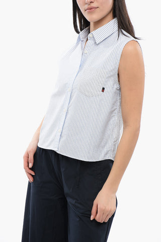 Awning Striped Sleeveless Shirt with Breast-pocket