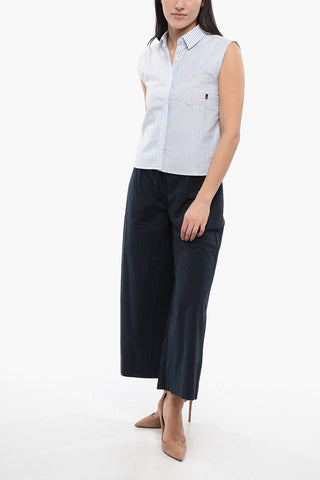Awning Striped Sleeveless Shirt with Breast-pocket