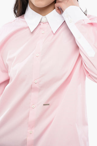 Popeline LOVER Shirt with Jeweled Brooch