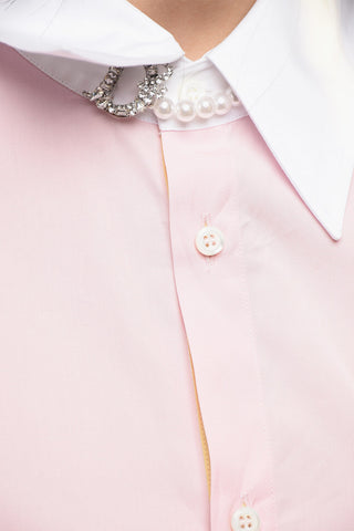 Popeline LOVER Shirt with Jeweled Brooch