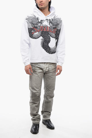 Brushed Cotton Hoodie With Dragons Priint