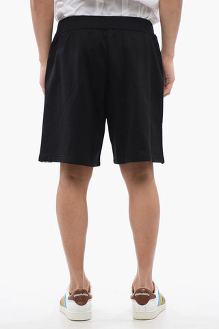 Relax Fit Brushed Cotton Jogger Shorts With Logoed Band