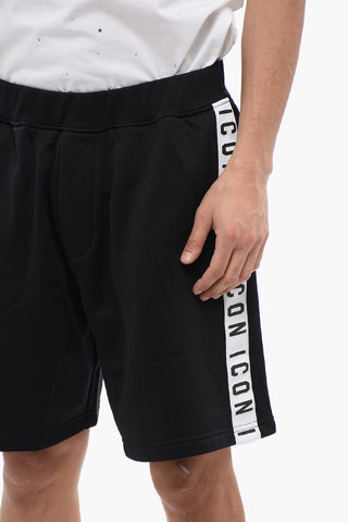 Relax Fit Brushed Cotton Jogger Shorts With Logoed Band