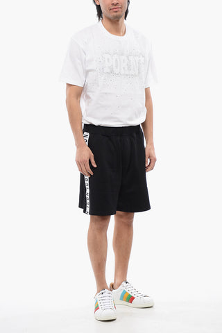 Relax Fit Brushed Cotton Jogger Shorts With Logoed Band