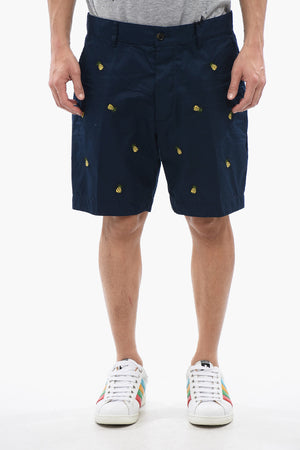 Shorts In Cotone Con Ricamo Ananas