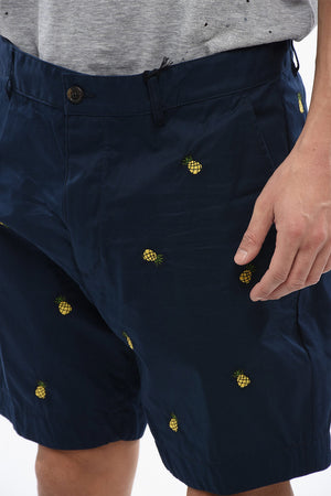 Shorts In Cotone Con Ricamo Ananas