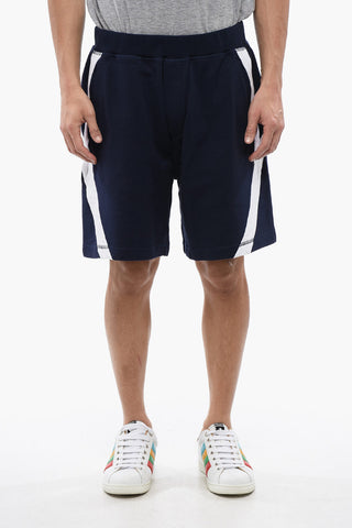 Brushed Cotton Jogger Shorts With Contrasting Bands