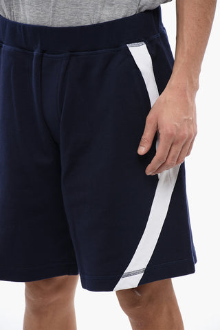 Brushed Cotton Jogger Shorts With Contrasting Bands