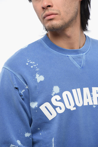 Felpa Girocollo Effetto Distressed Con Stampa Logo